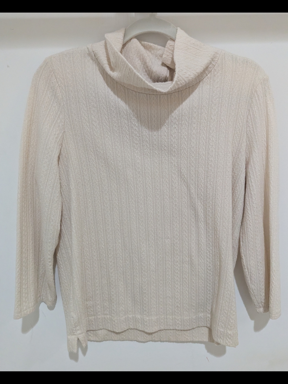 Jones New York Cream Ribbed Turtleneck Sweater
